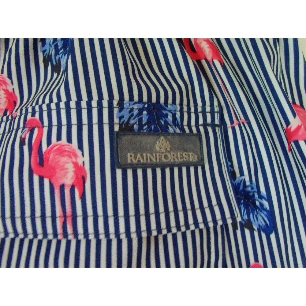 Rainforest‎ Men's Swim Trunks Size XL Flamingos Striped Lined Swimsuit Shorts